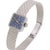 Metal Vintage Omega Geneve Ladies 18k White Gold Blue Dial Square Mesh Bracelet Watch For Sale - Image 7 of 15