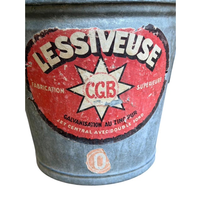 Farmhouse French Zinc Bucket With Original Labels For Sale - Image 3 of 4