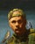 Camouflaged by Shawn Sullivan | Oil on Panel Portrait of a man in camouflage with birds. For Sale