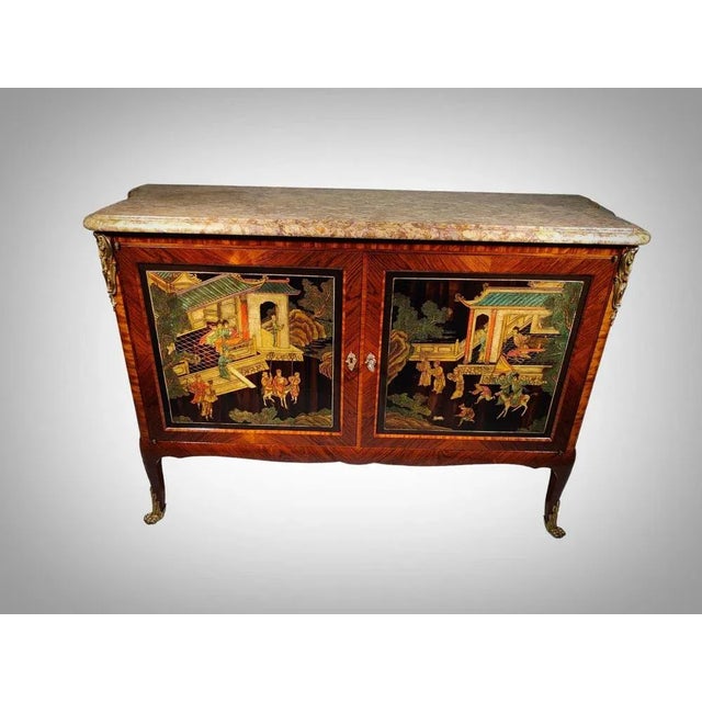 Large 19th century french buffet elegant french buffet from the end of the xix century in fine wood and chinese coromandel...