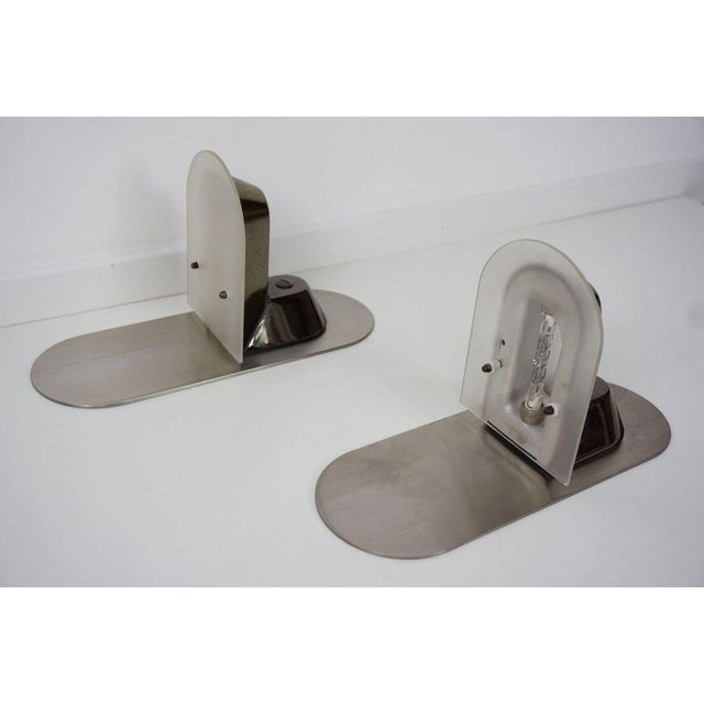 Vintage Stainless Steel Wall Lights, 1980s, Set of 2 For Sale - Image 4 of 8