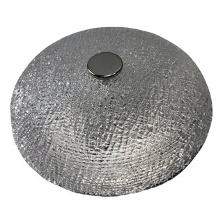 Large Textured Ice Glass and Chrome Flush Mount, 1970 For Sale