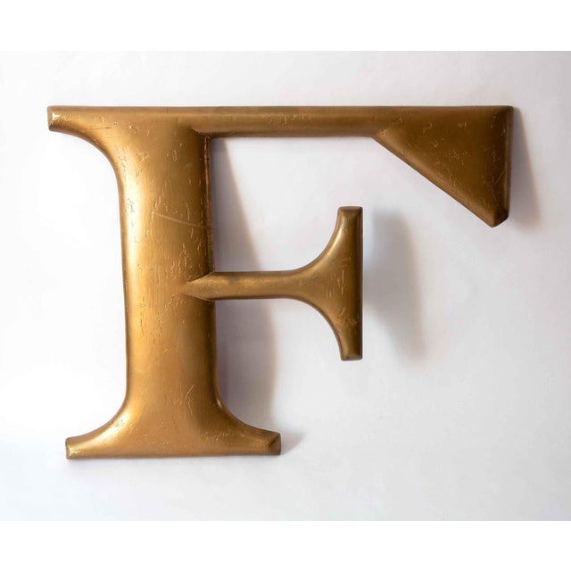 1950s Mid Century Gold Letter F For Sale - Image 5 of 5