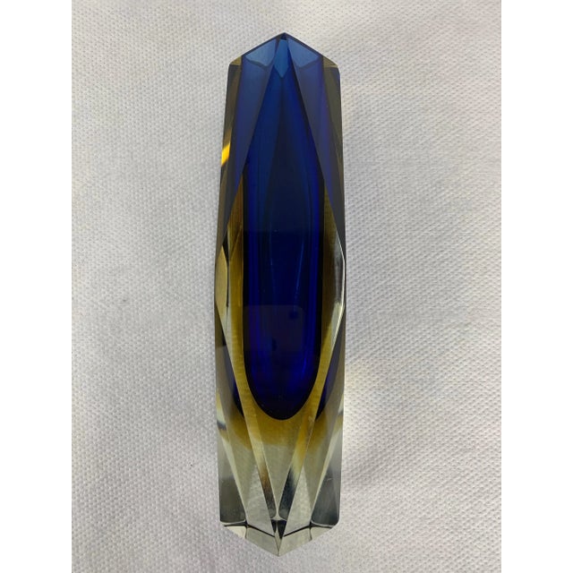 Glass Mid-Century Murano Sommerso Multi-colored Faceted Vase For Sale - Image 7 of 8