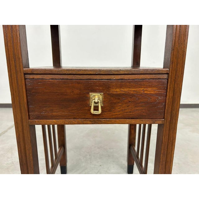 Wood Art Deco Round Table with Brass Top, 1920s For Sale - Image 7 of 12