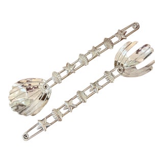 Emilia Castillo Shells and Starfish Silver Serving Set For Sale