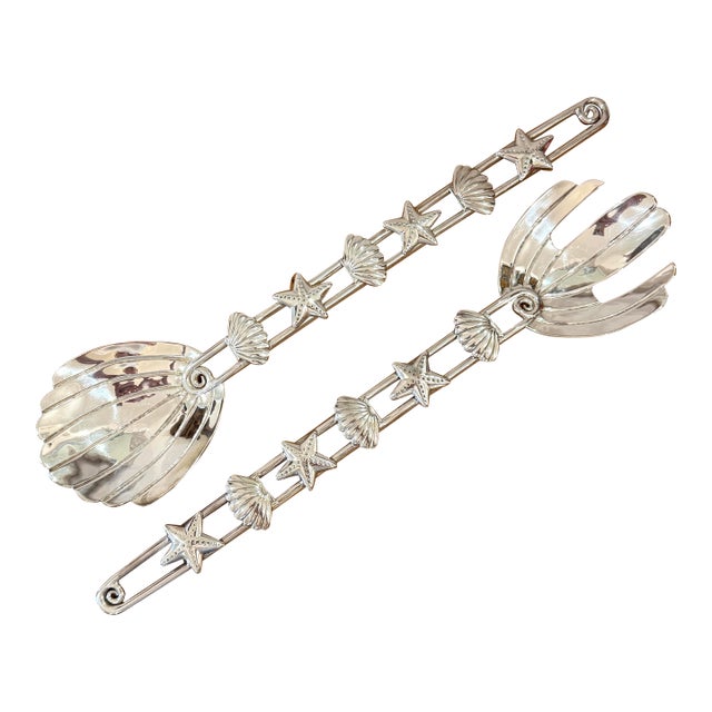Emilia Castillo Shells and Starfish Silver Serving Set For Sale