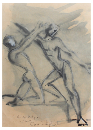 Mick Micheyl, Modern Dancers, 1964, Mixed Media on Paper, Framed