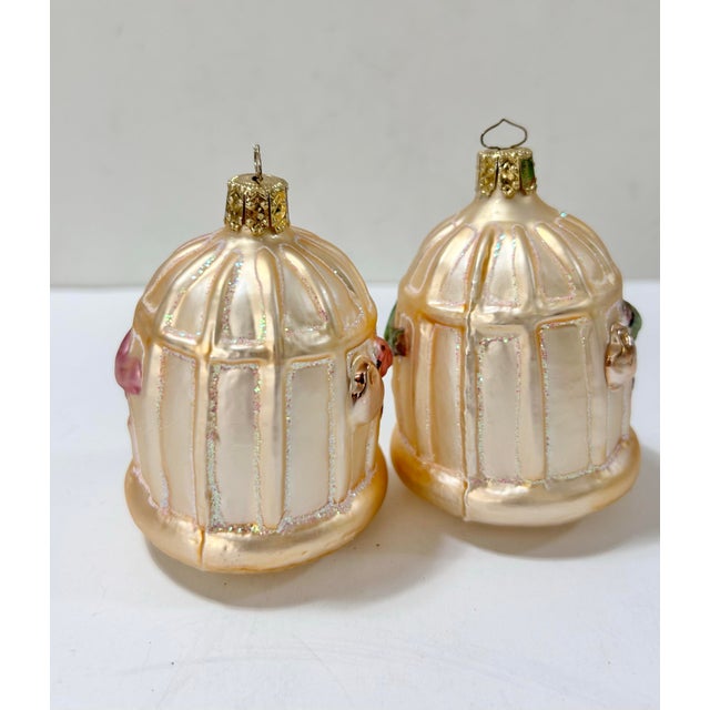 Vintage German Glass Birdcage Christmas Ornaments – Pair For Sale - Image 4 of 10