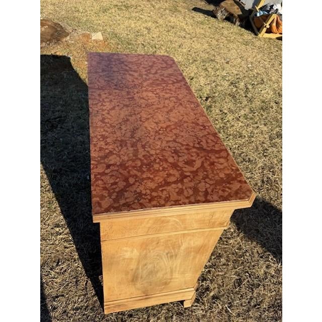 19th Century Louis Philippe Burlwood Bleached Marble Top Chest of Drawer / Commodes For Sale - Image 15 of 18