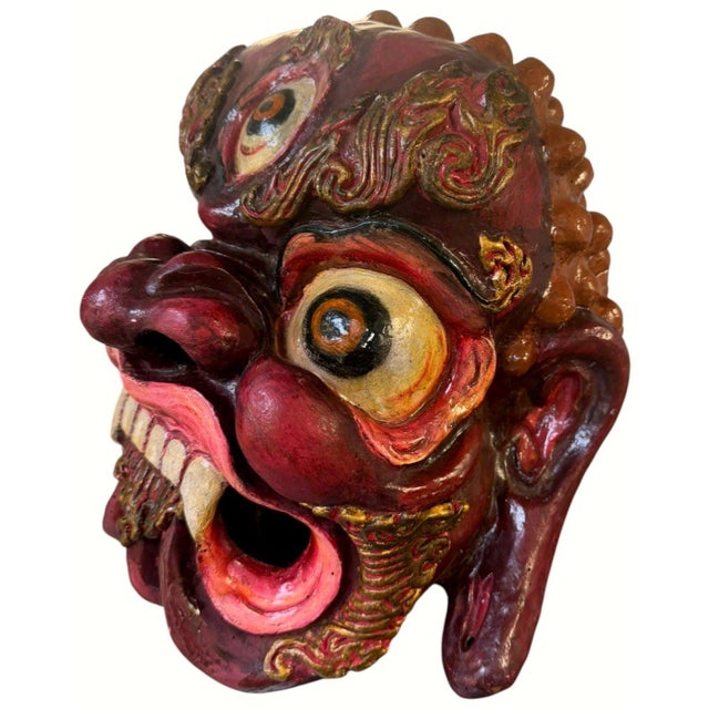 Vintage Nepal Newar Bhairava Clay Fiber Deity Wall Mask 13" For Sale In Dallas - Image 6 of 13