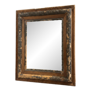 Vintage Distressed Wood Frame With New Mirror