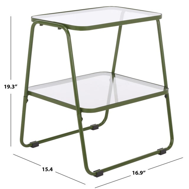 Contemporary Zunia 2 Tier Accent Table in Green For Sale - Image 3 of 8