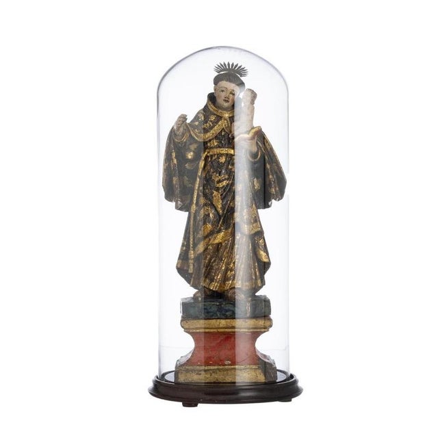 Religious Artist, Saint Anthony with Child Jesus, 18th Century, Wood with Glass & Silver Details For Sale - Image 6 of 6