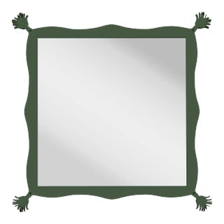 Fleur Home Carnival Iko Iko Square Mirror in Duck Green, 51x51 For Sale