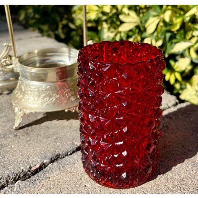 Metal Antique Victorian Ruby Red Art Glass Pickle Castor For Sale - Image 7 of 11
