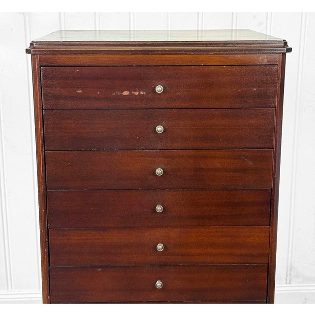 Brown Antique Traditional Mahogany 11-Drawer Sheet Music File Cabinet For Sale - Image 8 of 13
