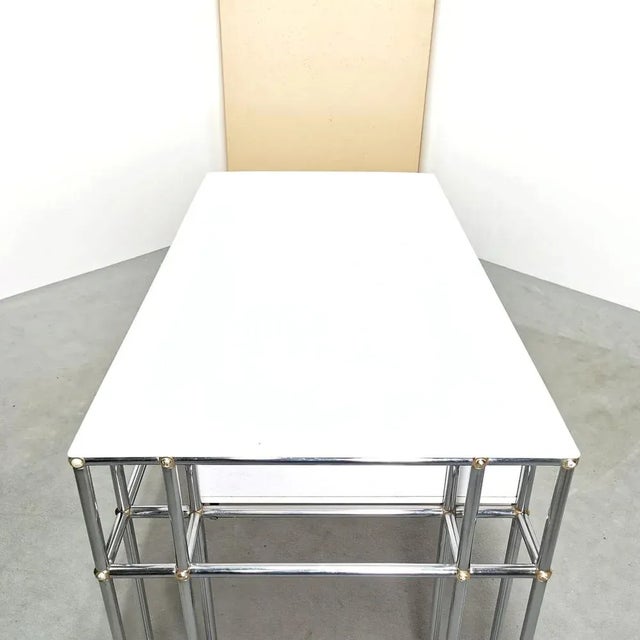 Vintage Desk in Chromed Metal, 1970s For Sale - Image 9 of 10