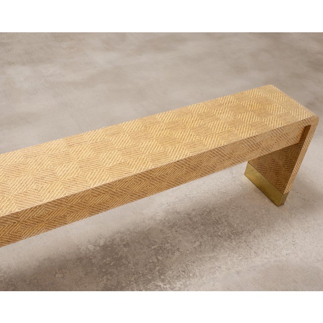 Karl Springer Style Organic Grasscloth Waterfall Console 10 Ft For Sale - Image 9 of 18