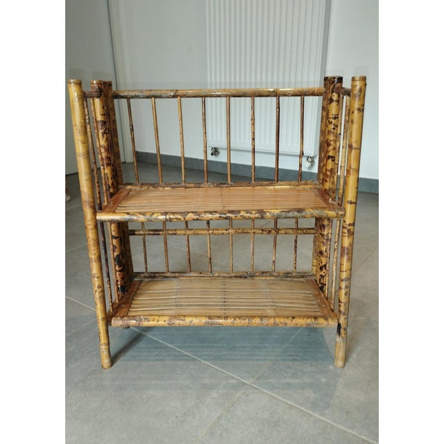 Beige Folding Shelf in Bamboo and Wicker, 1800s For Sale - Image 8 of 18