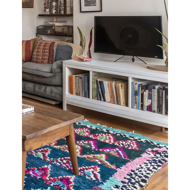 Moroccan Boucherouite Rag Rug - 7.7 X 3.7 Ft For Sale - Image 4 of 6