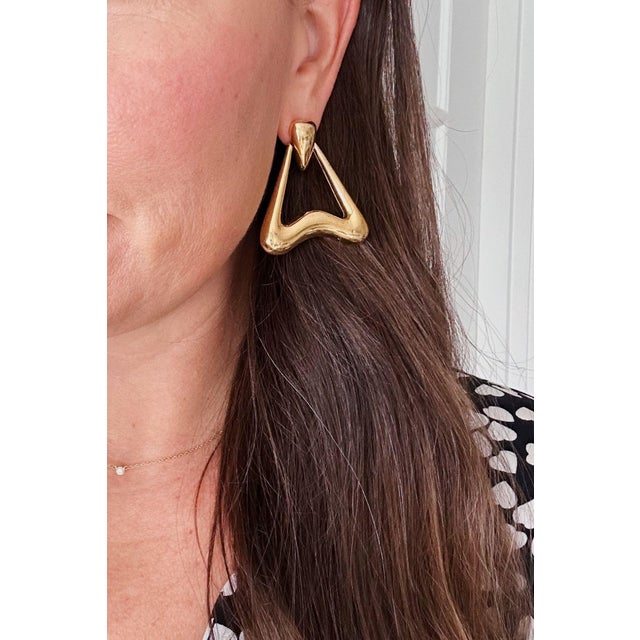 Givenchy Vintage Givenchy Triangle Pierced Earrings, Pair For Sale - Image 4 of 5