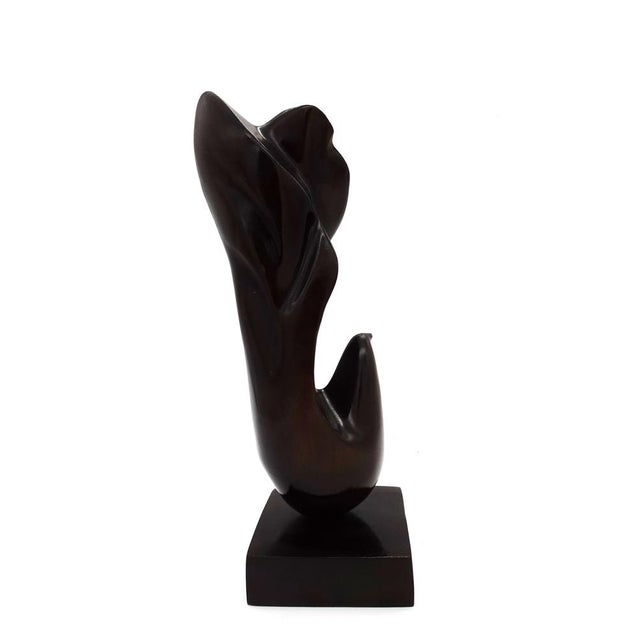 Vintage Organic Abstract Mahogany Wood Carved Sculpture, 1970s For Sale - Image 9 of 11
