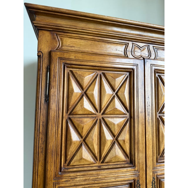 Custom Made Century Hill Solid Wood Media Cabinet / Armoire – Hand-Carved For Sale In Los Angeles - Image 6 of 14