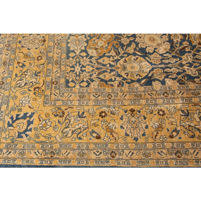 Blue Antique Persian Tabriz Handmade Allover Floral Oversize Wool Rug For Sale - Image 4 of 11