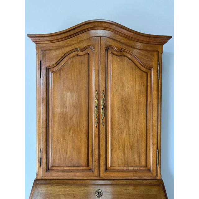 French Provincial Vintage Italian Louis XV Provincial-Style Oak Secrétaire Cabinet For Sale - Image 3 of 12