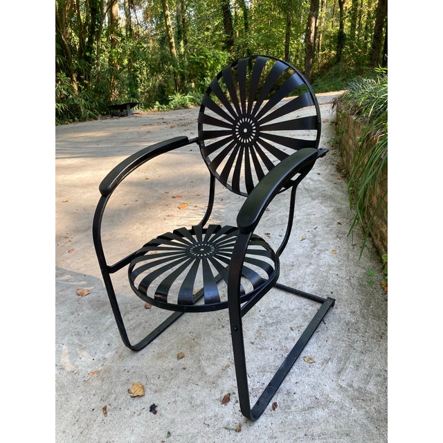 Metal Francois Carre Cantilever Garden Rocker, Circa 1940 Restored For Sale - Image 7 of 8