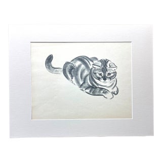 Vintage Clare Turlay Newberry Cat Print From "Marshmallow" in 14x18 Mat EUC For Sale