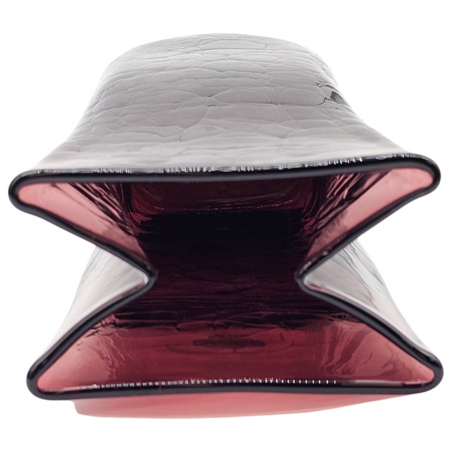 Blenko Glass 8813 Don Shepherd Amethyst Paper Bag Vase Crackle 8.5" For Sale - Image 11 of 13