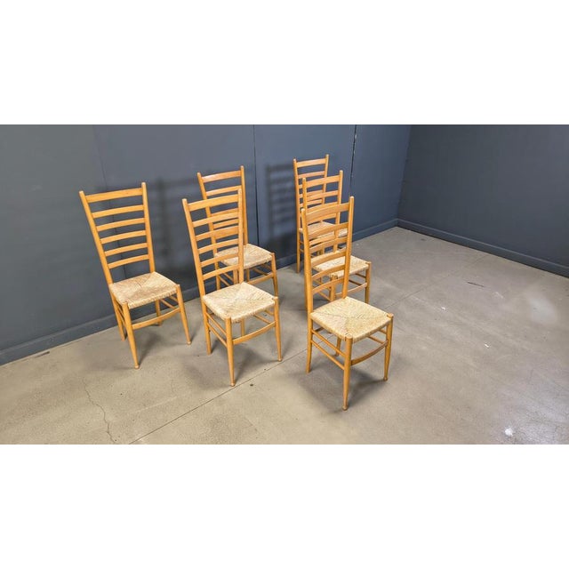 Italian Beechwood Ladder Back Chairs, 1970s, Set of 6 For Sale - Image 11 of 14