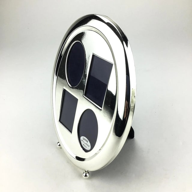 1990s Vintage Multi Photo Oval Silver Plate Frame For Sale - Image 5 of 9