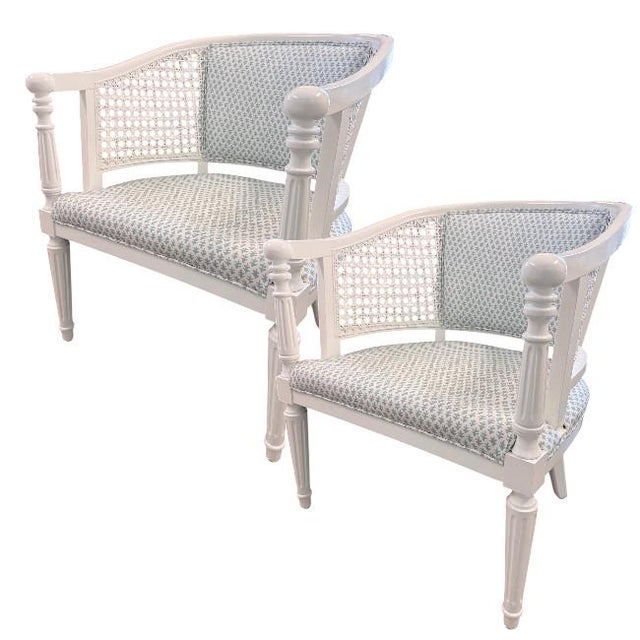 Ivory Vintage Cane Barrel Lounge Chairs – Pair For Sale - Image 8 of 8