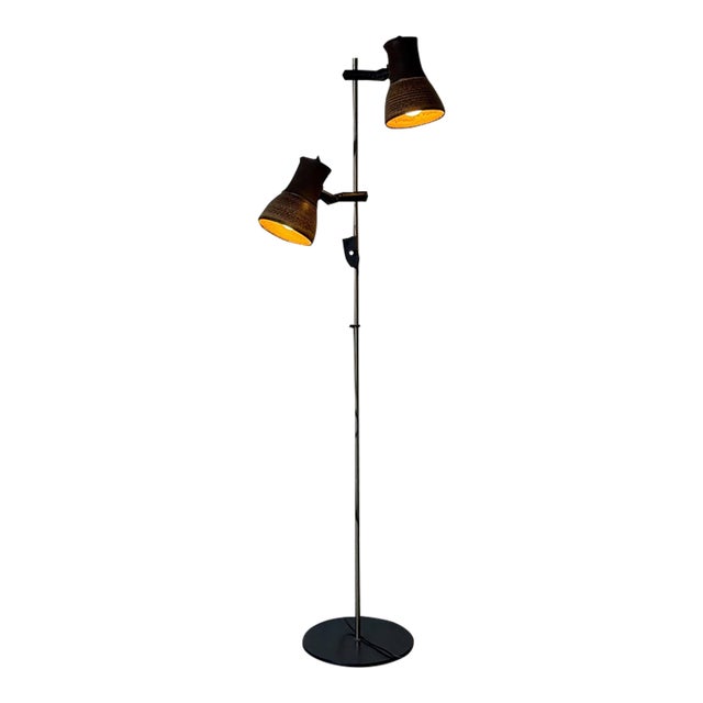 Ceramic Floor Lamp With Dual Shades Danish Mid-Century Modern 1960s For Sale