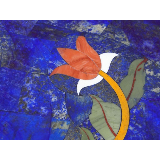 Blue Lapis Lazuli Table with Brass Frame For Sale - Image 8 of 18