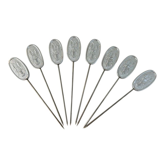 Vintage Towle Silver Stainless Steel Lobster Skewers, Set of 8 For Sale