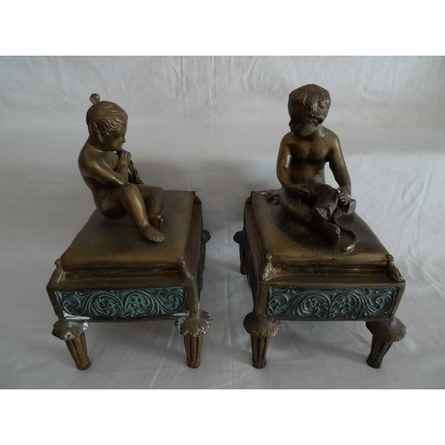 19th Century Brass Recumbent Hermes Child Statues - a Pair For Sale In San Francisco - Image 6 of 9