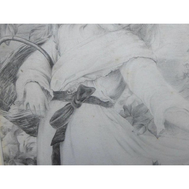 Margaret Faulkner, Portrait of a Young Girl, Pencil Drawing, Late 19th Century, 1895, Paper, Framed For Sale - Image 6 of 14