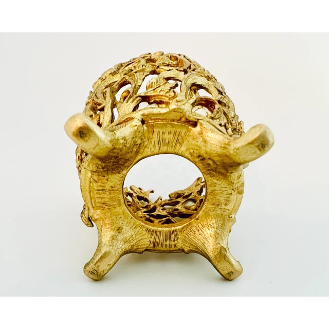 Metal Vintage Gilt Ormolu Tulip Bouquet Floral Glass Perfume Bottles with Daubers- a Pair For Sale - Image 7 of 9