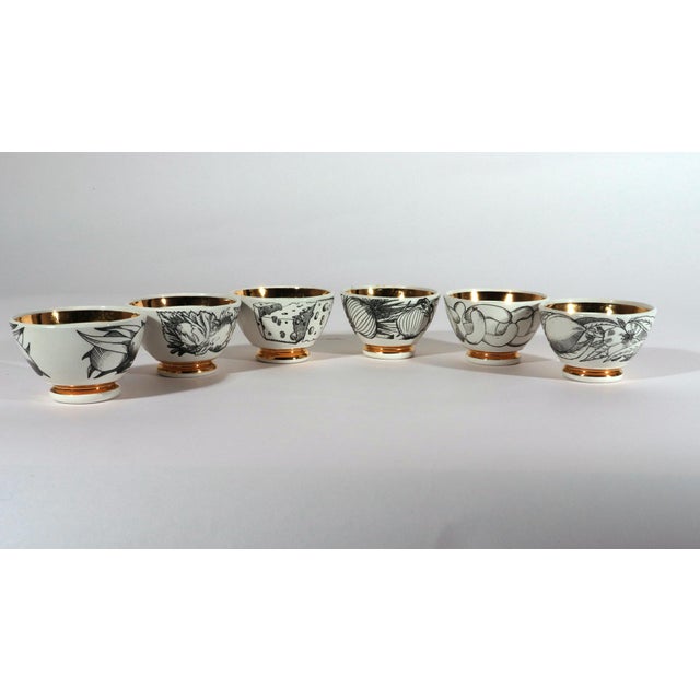 Ceramic 1960s Piero Fornasetti Ceramic Appetizer Bowls, Complete Set of Six, Antipasto Subjects For Sale - Image 7 of 11