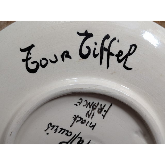 Madeleine in Paris at Eiffel Tower Plate in Painted and Glazed Ceramic by Ludwig Bemelmans, 1950s For Sale - Image 3 of 7