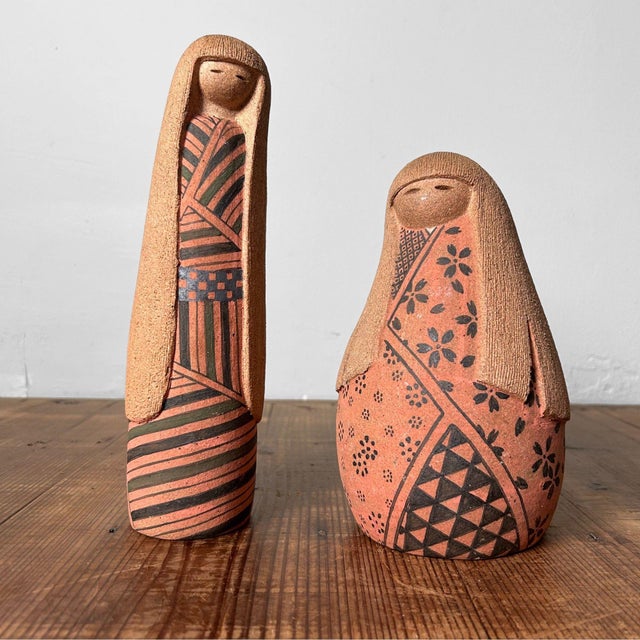 These unique terracotta figures are inspired by traditional Japanese kokeshi dolls. Dimensions: height: 25 cm / 20 cm,...
