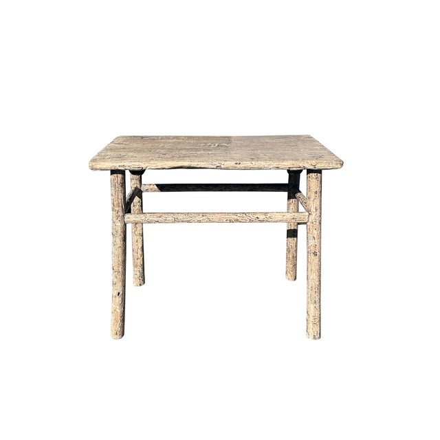 Rustic Rustic Raw Bleach White Wash Wood Rectangular Console Side Table For Sale - Image 3 of 5