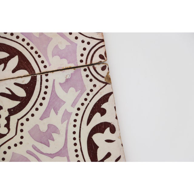 Purple 19th Century Set of Four Portuguese Tiles, Dark Brown, Light Purple, Blue and White For Sale - Image 8 of 12