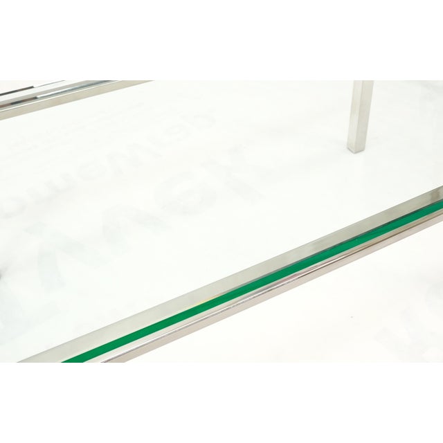 Polished Stainless Steel & Brass Glass Top Rectangle Coffee Table Mid Century For Sale - Image 9 of 12