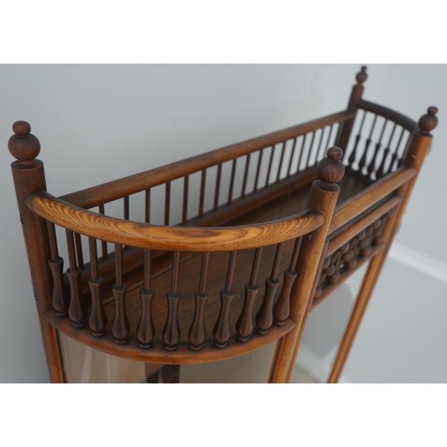 Antique Victorian Stick & Ball Oak Curio Cabinet For Sale In Philadelphia - Image 6 of 17