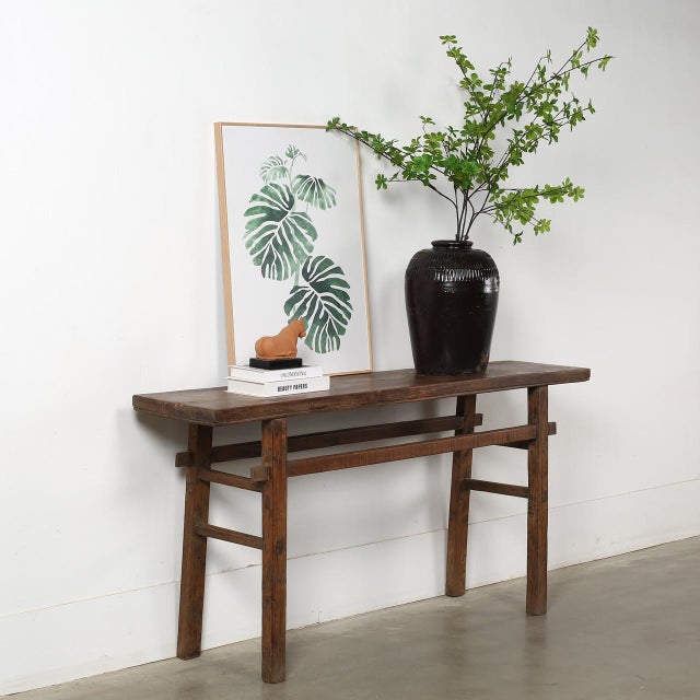 Vintage Pear Wood Console Table in Weathered Finish For Sale - Image 4 of 7